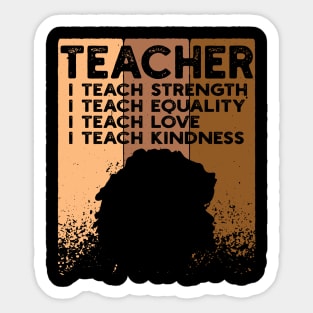 teacher Black Women Teacher Afro Retro Black History Month Sticker